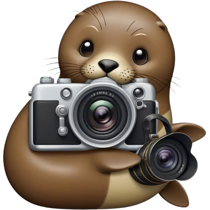 a seal holding a camera in its hand emoji