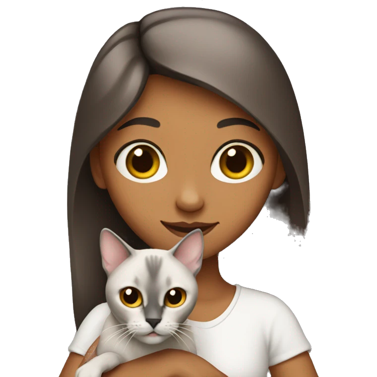 Girl holding Siamese cat emoji