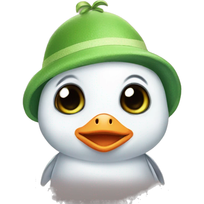 baby penguin with a frog hat emoji