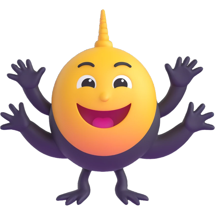 clean modern cyclone emoji with gentle happy cartoon eyes, black limbs, welcoming expression, slick professional style, logo-ready emoji