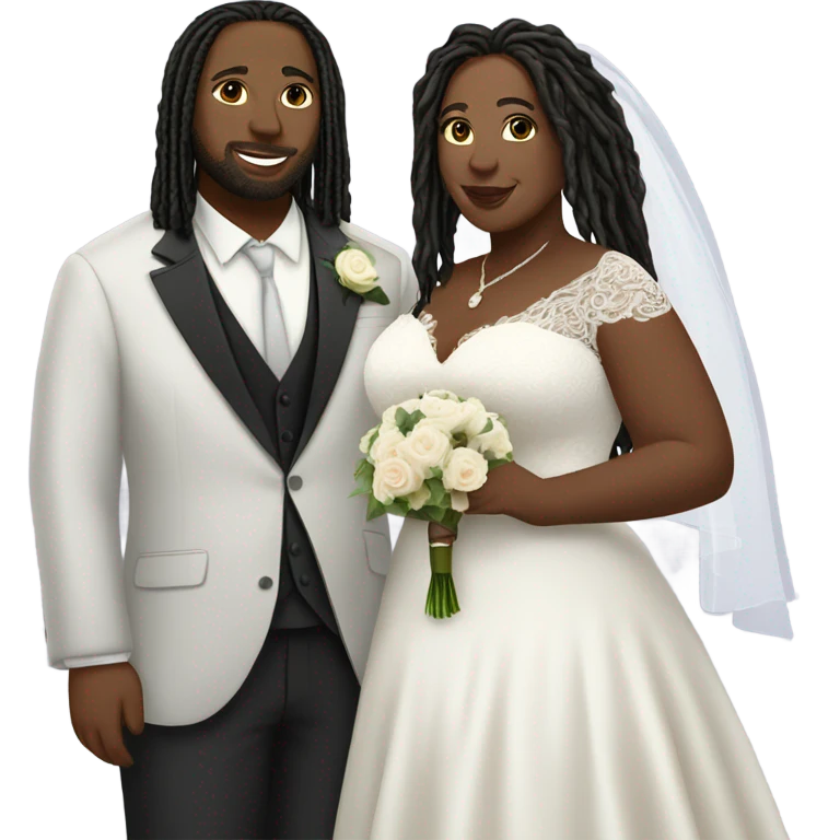 Plus size couple with locs wedding pale emoji
