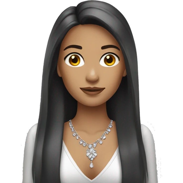 Brunette girl with silver jewelry emoji