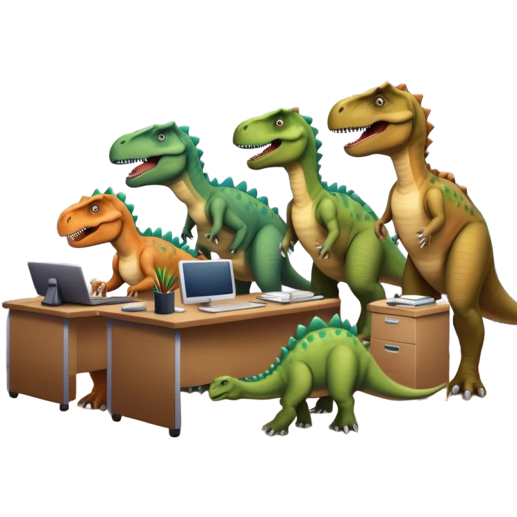 old dinosaurs working in an office emoji