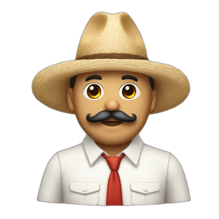 papi chifle con cuerpo y un bigote con sombrero de paja emoji