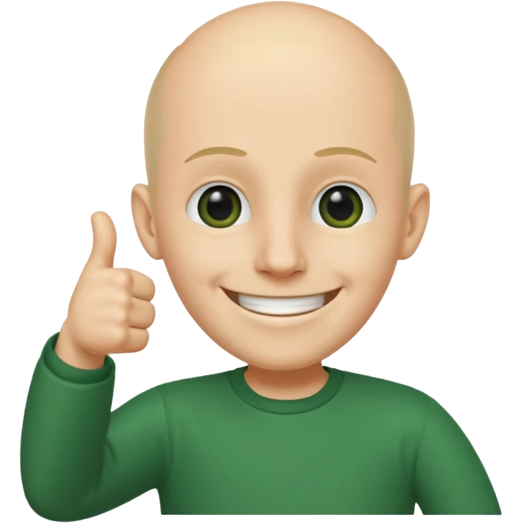 Personajul Baldi (din jocul Baldi's Basics in Education and Learning) făcând un semn de aprobare cu degetul mare in sus emoji