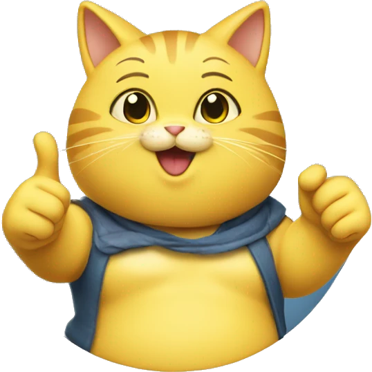 Fat yellow girl cat giving thumbs up emoji