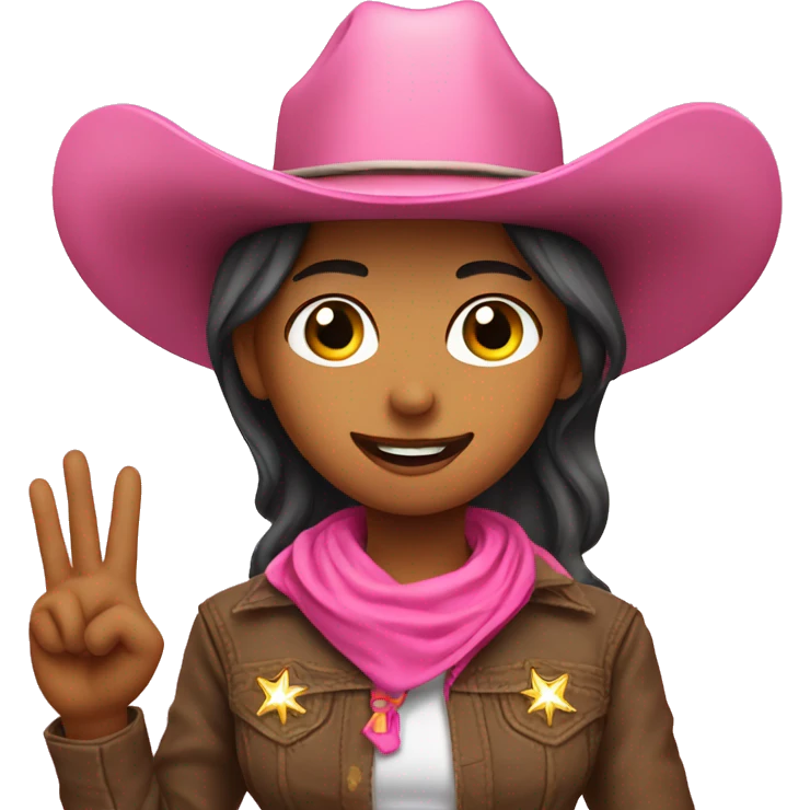 Pink cowboy girl make ok sign with raised had emoji