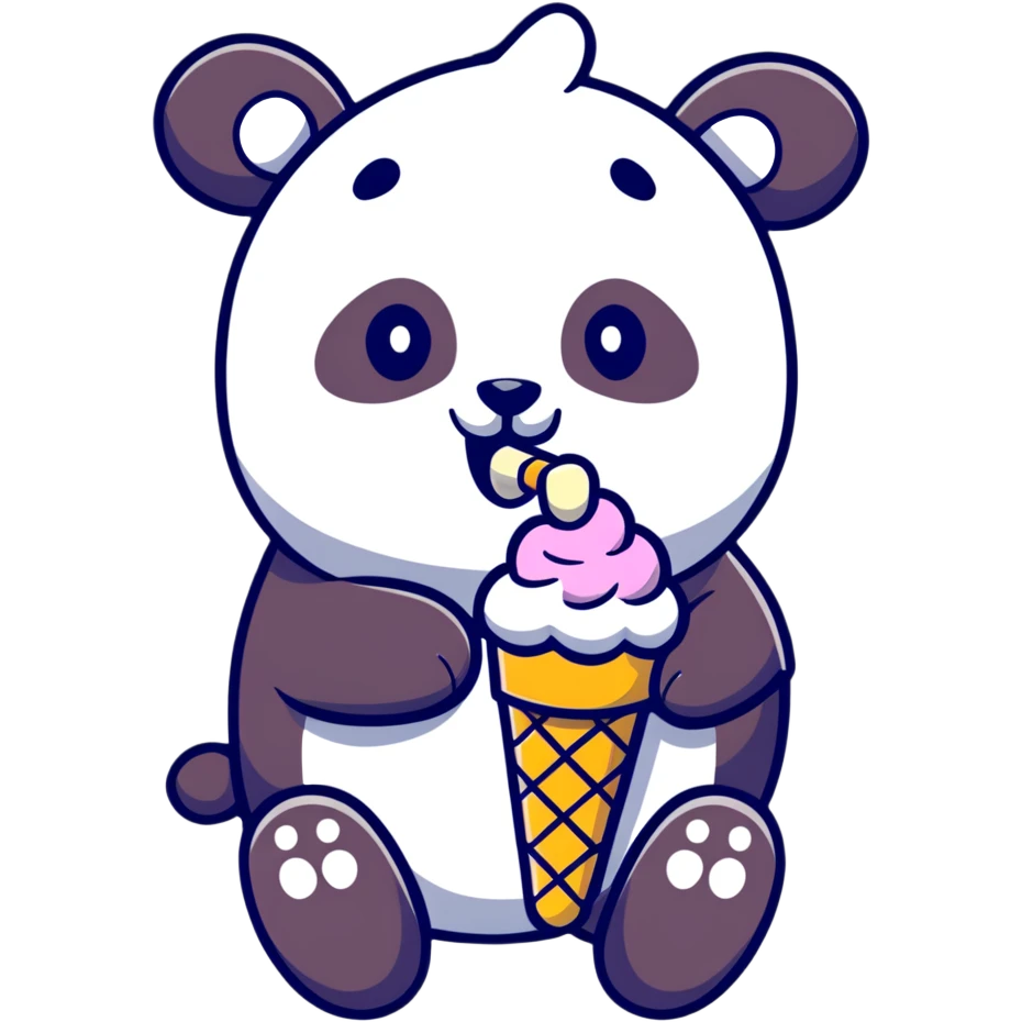 Panda eating ice cream emoji