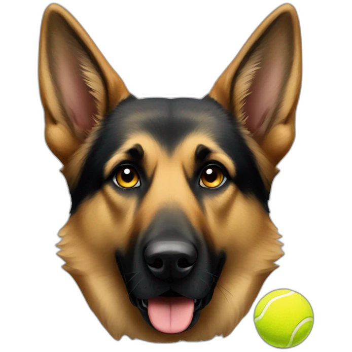 German shepherd with tennis ball emoji