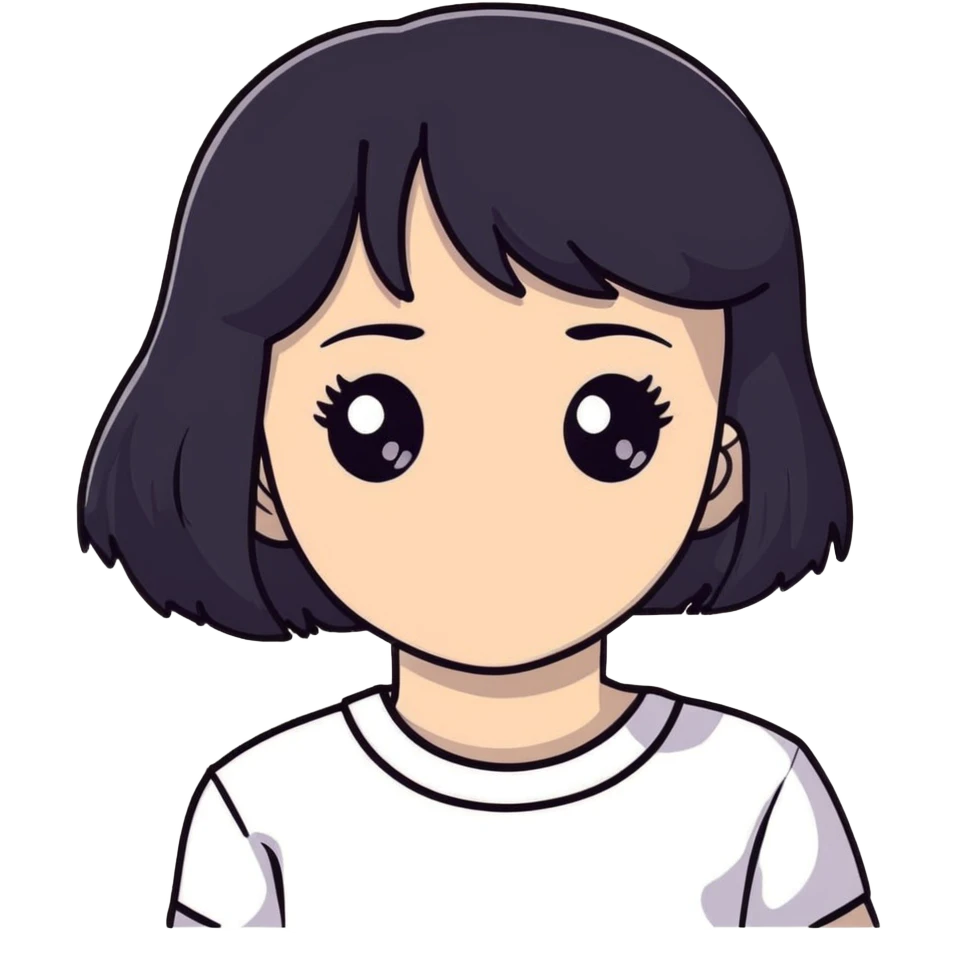 Girl with black hair black eyes and white skin emoji