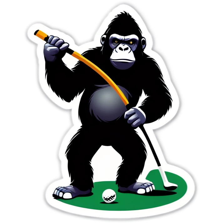 A gorila with a golf stick emoji