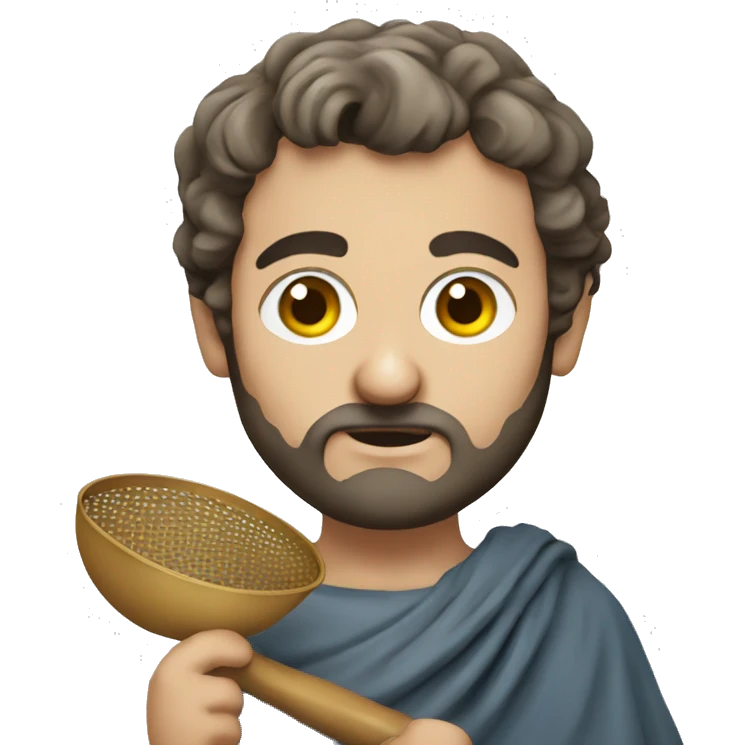 greek philosopher holding a sieve with a handle emoji