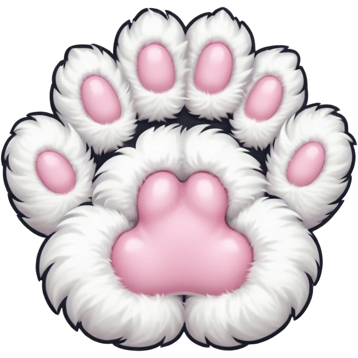 white fluffy paw, view from the top, cute, paw only, cat emoji