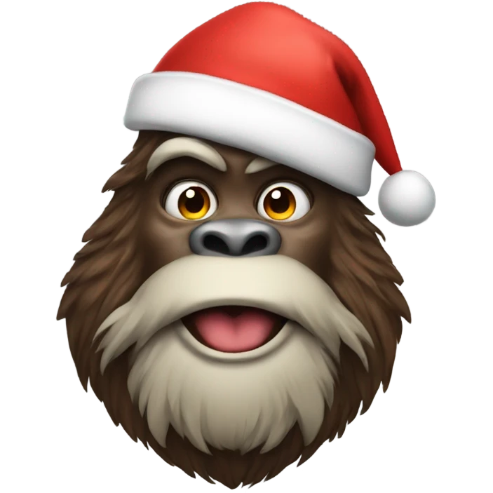Bigfoot wearing Santa hat emoji