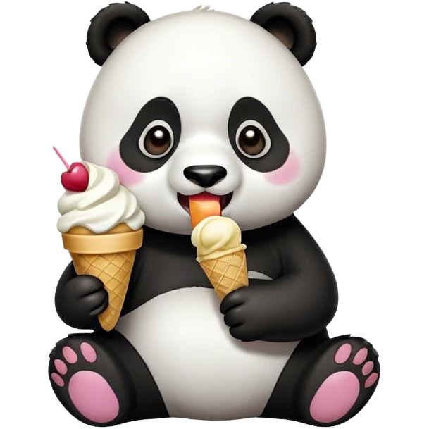 Panda eating ice cream emoji