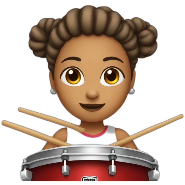 One hair bun girl playing drums emoji