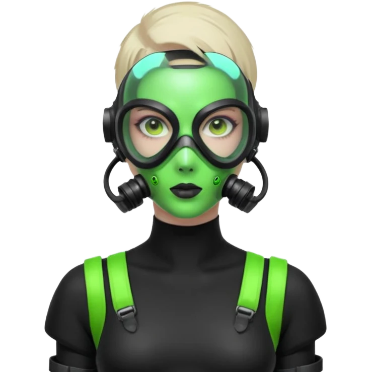 cyberpunk gasmask girl programmer buzzcut hair emoji