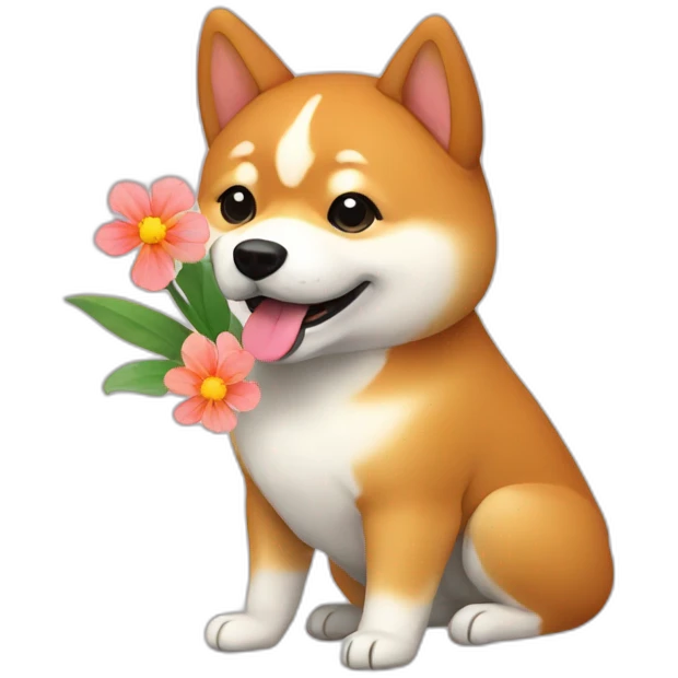 shiba-with-flower emoji