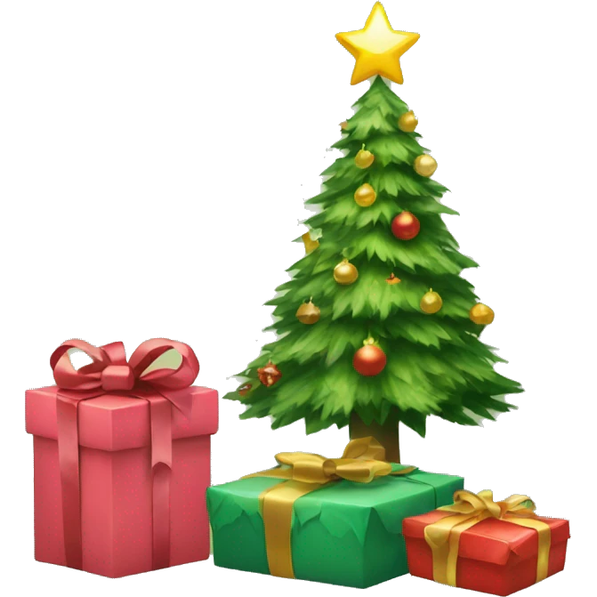Christmas tree and two present emoji