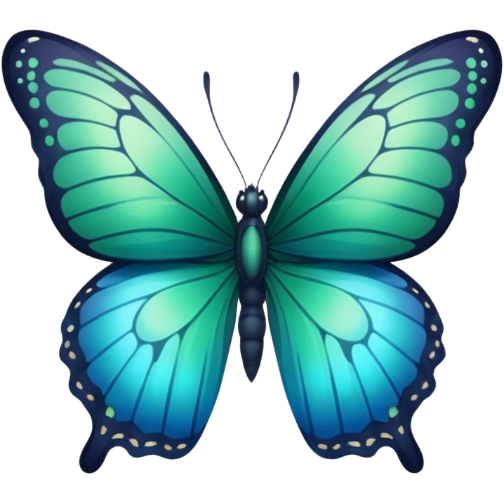 butterfly with dark green wings with a gradient to light blue emoji