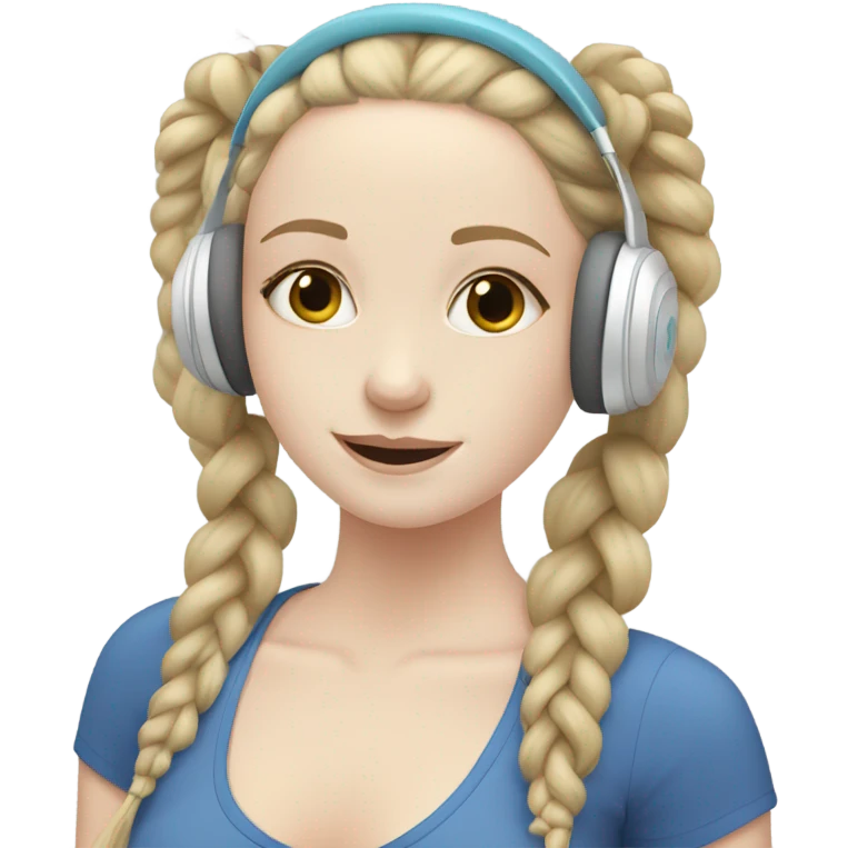 pale skin girl with braids doing yoga listening Musik with headphones  emoji