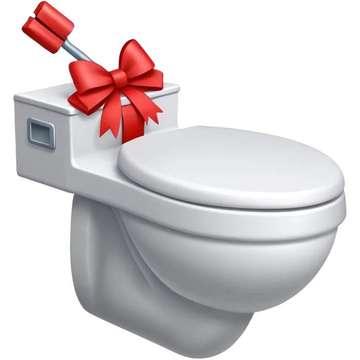 toilettes, avec un noeud rouge de papier cadeau sur la cuvette emoji