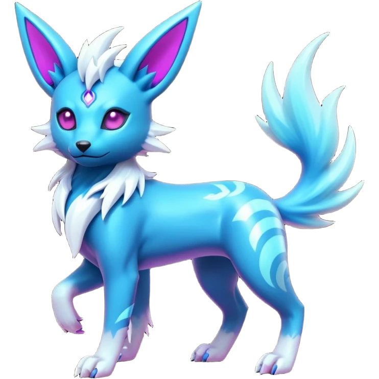 White and magenta pastel soft glossy smooth alloy divine holy legendary epic ethereal fantasy cyperpunk futuristic feral Manectric-Luxray-Umbreon-Vaporeon-Amaura-Electrike-fusion-creature  emoji