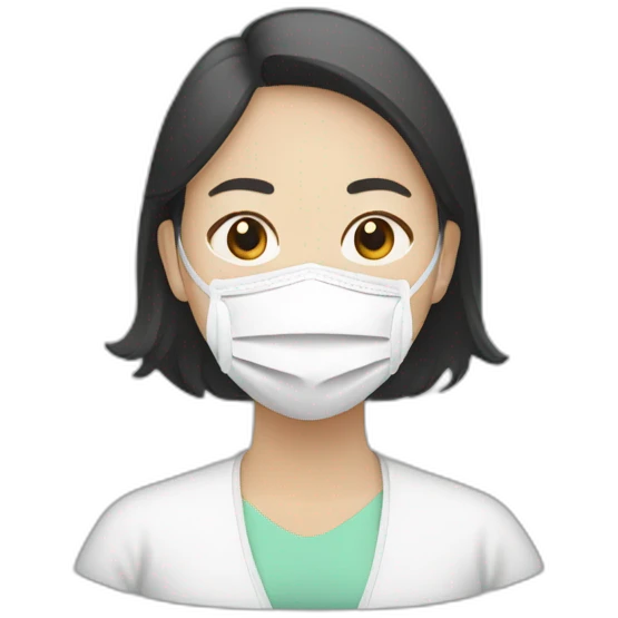 Asian woman wearing white N95 respirator emoji