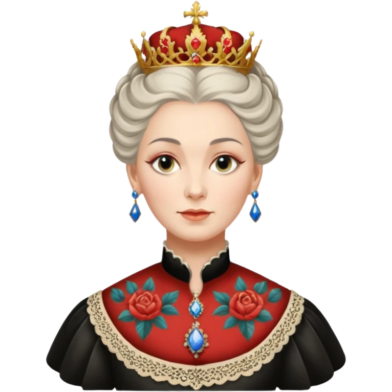 realistic cinematic Russian Empress Catherine the Great depicted with Victorian-style body tattoos emoji