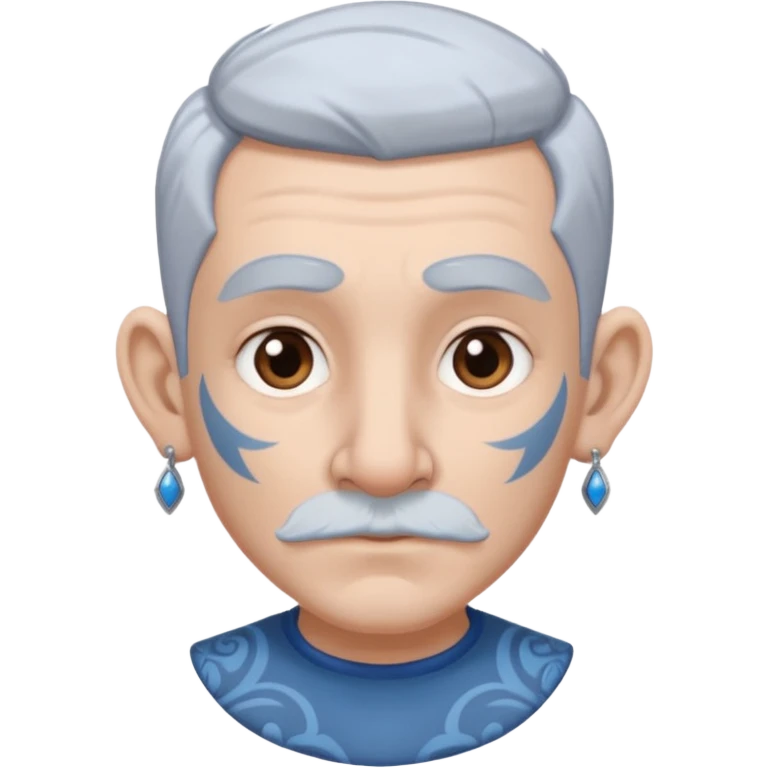 white-gray haired heavy blue tattooed big head accessory big nose mid size ear young emoji
