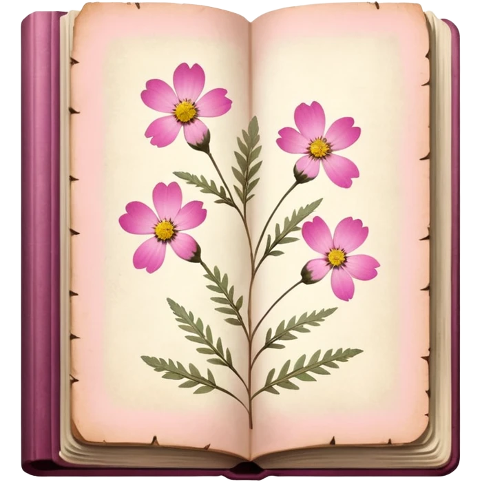 herbarium book with pink  emoji