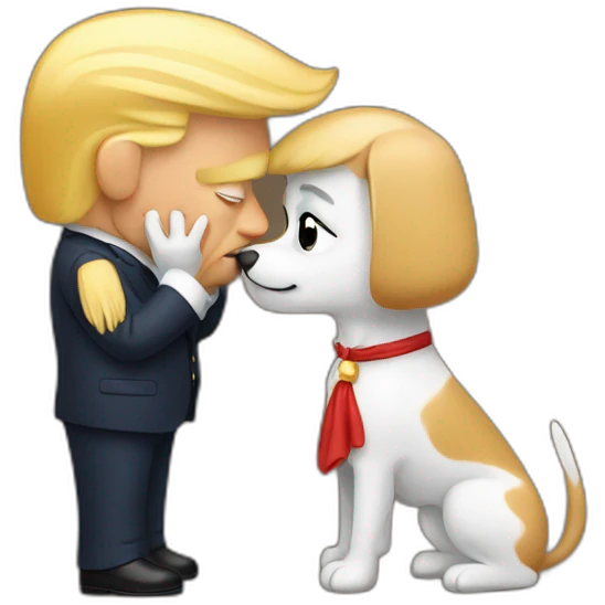 trump kissing a dog emoji