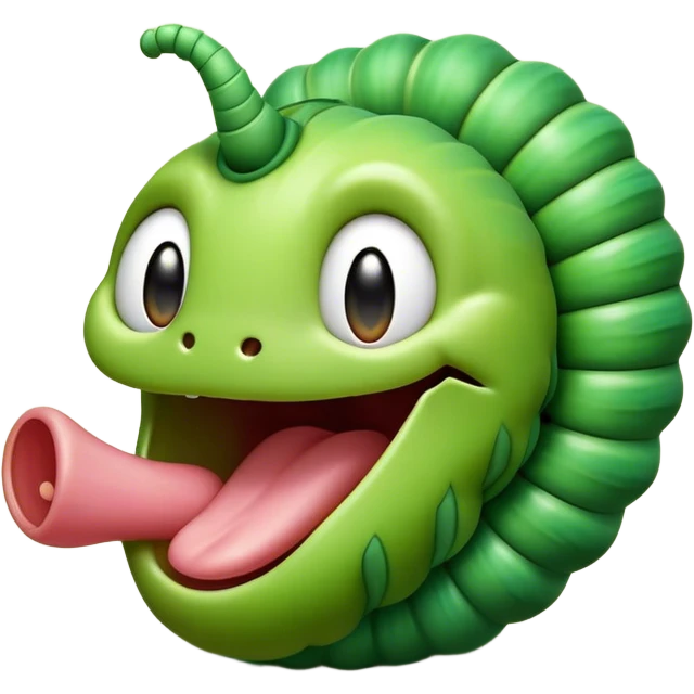 Cinematic Realistic Cute Yawning Caterpillar Portrait Emoji, Head tilted slightly with a dramatic, wide-open yawn, showcasing a soft, downy segmented body in vivid green with subtle drooping and half-closed, drowsy eyes, rendered with intricate natural texture and gentle shadows, high shine, relaxed yet expressive, styled with a dash of woodland charm, soft glowing outline, capturing the essence of a sleepy yet affectionate caterpillar that appears ready to stretch out and rest among the leaves! emoji