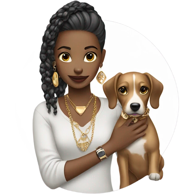 stylish girl with dog jewelry emoji