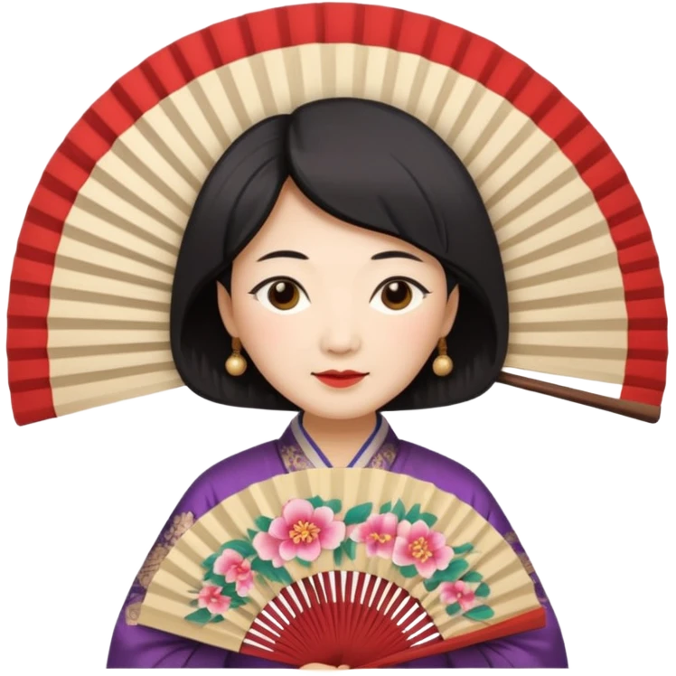 old women with folding fan emoji