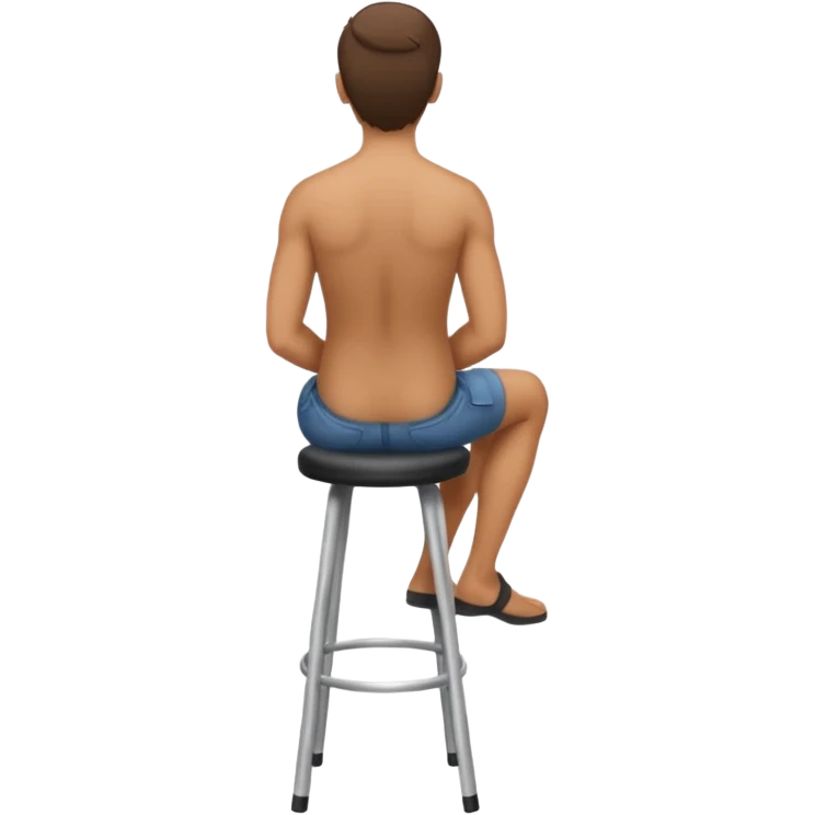 a person sitting on stool with full back head turn

 emoji