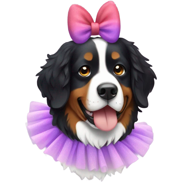 Bernese mountain dog wearing a tutu emoji