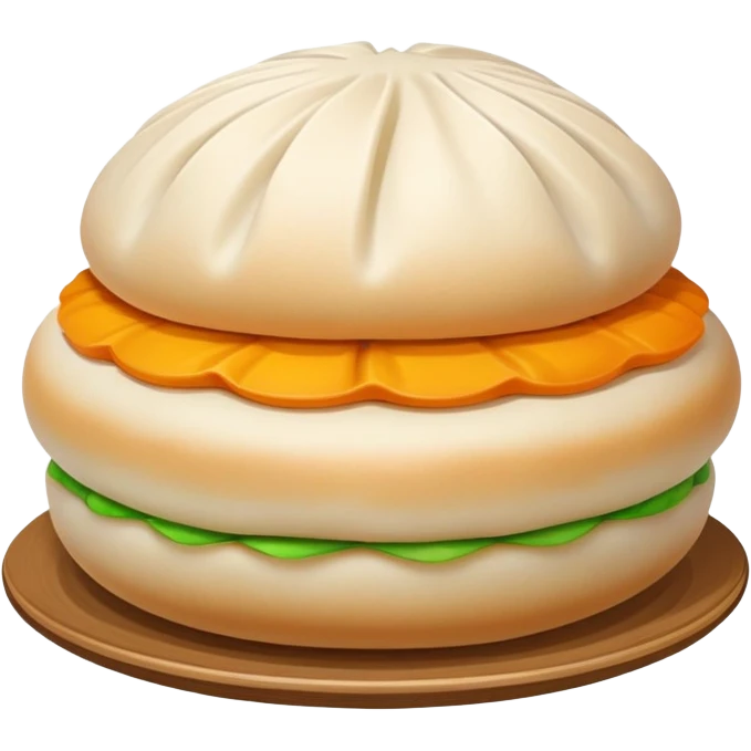 Steamed stuffed bun Baozi with visible pleated top, simplified emoji style with bold outlines and bright colors, cartoon style Chinese street snack emoji