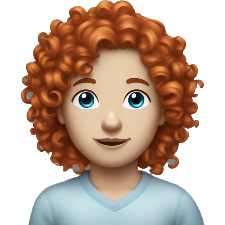 curly red hair, blue eyes, white skin, nose ring emoji