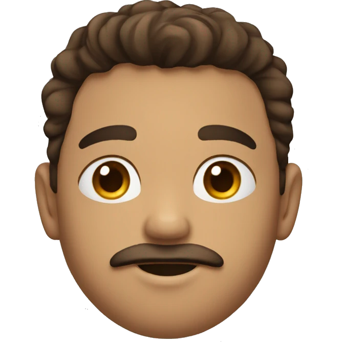 young men with brown currly hair, little mustach and small beard emoji