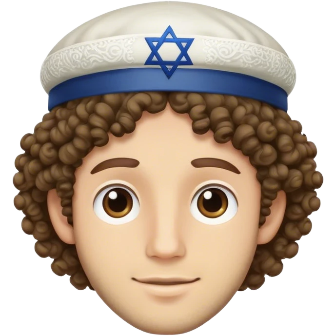 jewish man wearing the jewish people caps with the curly hair sticking out emoji