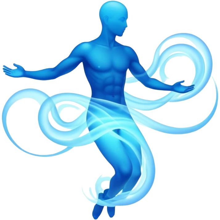 Minimal male form silhouette made of swirling abstract energy, ethereal style essence, no detailed features, just flowing shape emoji