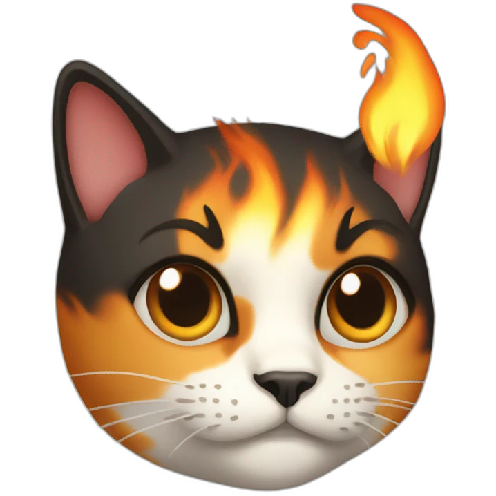 calico cat on fire emoji