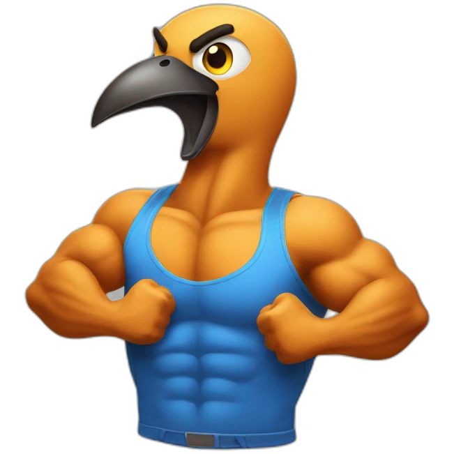 a bird flexing big muscles emoji