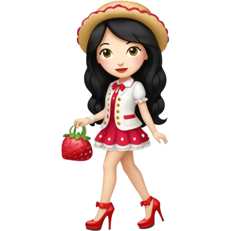 pretty and cute realistic modern day strawberry shortcake full body with high heels emoji emoji