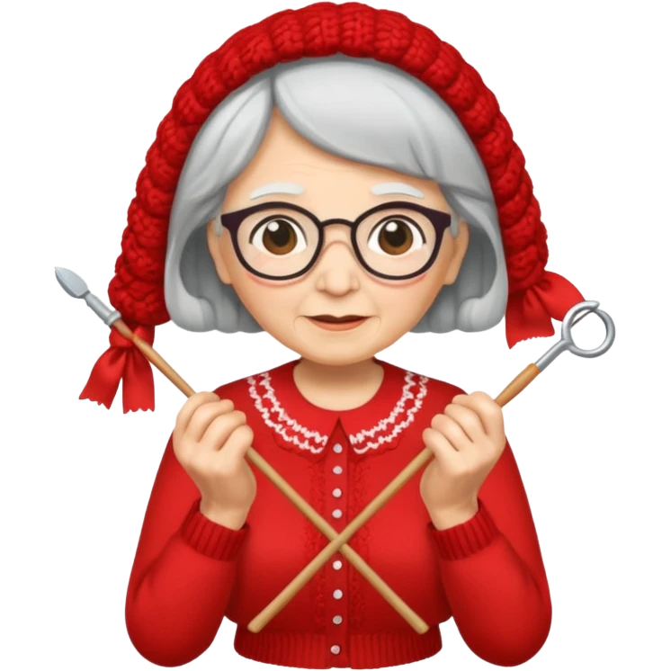 knitting grandma red blouse emoji