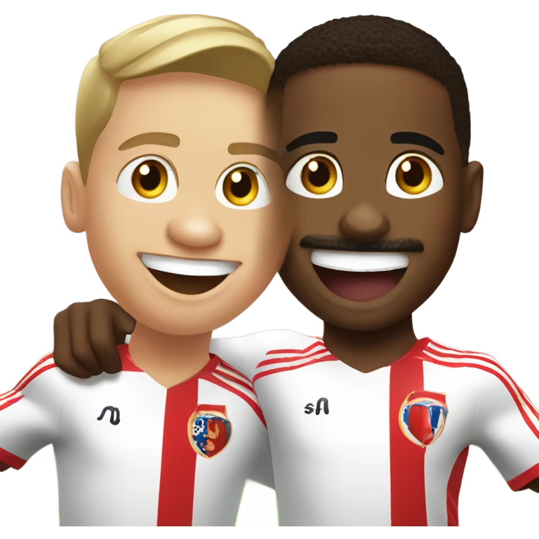 smiling boy with mustache indoors celebrating a goal with didier drogba emoji