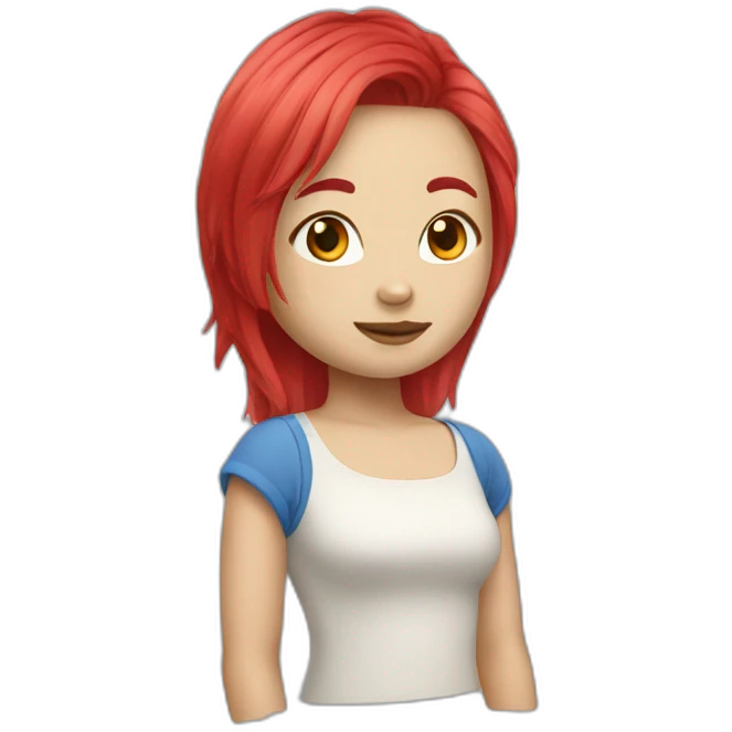 red blu hair chinese emoji