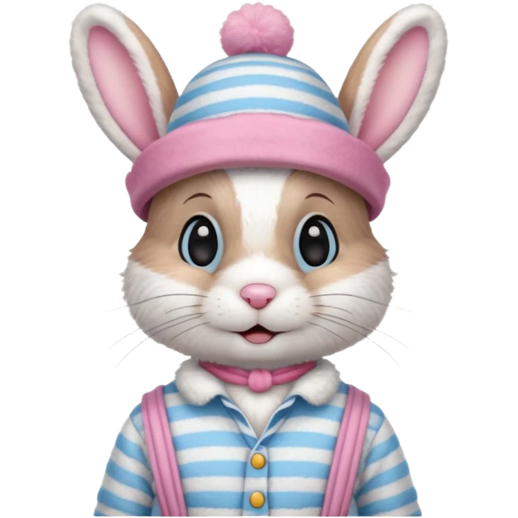 bunny wearing gondolier striped shirt and hat emoji