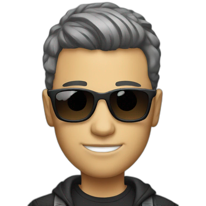 tall guy dj with few hair dressed cool emoji